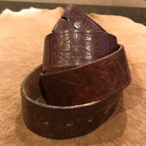 Brown Leather Belt Size 36 Aztec Indian Design